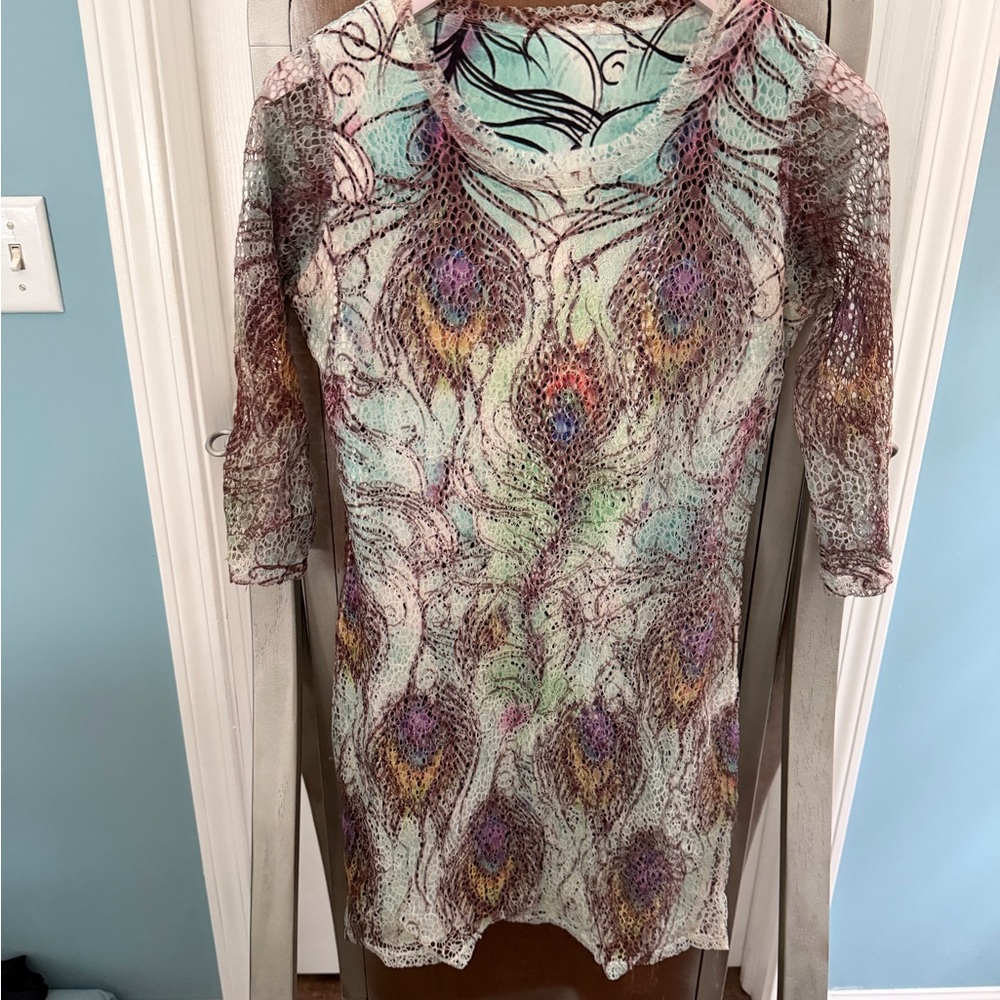 SZ small Peacock Feather Patterned Dress